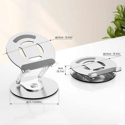 Laptop Stand for Desk Adjustable Computer Stand with 360 Rotating Base Ergonomic Laptop Riser Mount for Desk Foldable Protable Computer Desk Fits with MacBook Pro Air, Round Black