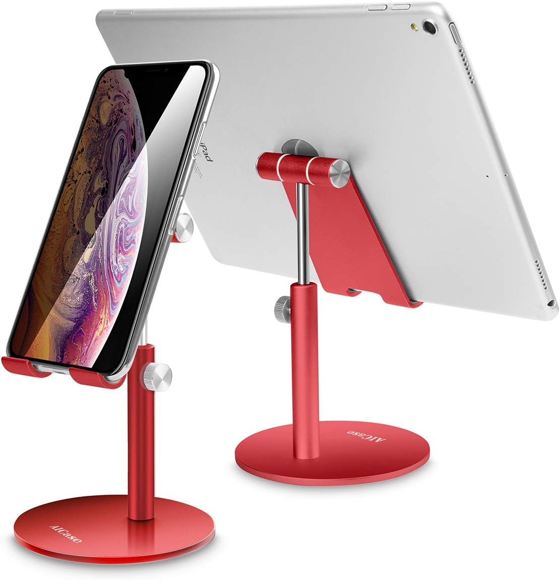 AICase Telescopic Adjustable iPad Holder,Universal Multi Angle Aluminum Stand Compatible with iPhone Smart Cell Phone/Tablet/iPad(4-13 inch), Silver