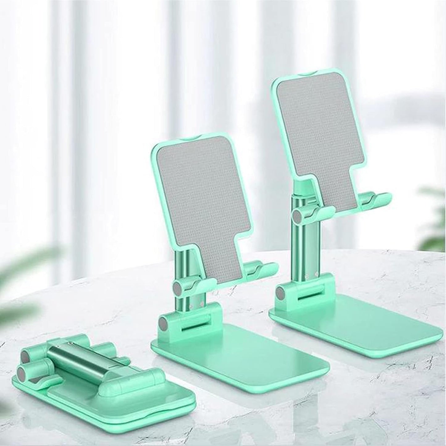 HOTEMIA Cell Phone Stand,Adjustable Foldable Phone Stand for Desk Taller iPhone Stand Compatible with All Smart Phone Desk Accessories(Green)