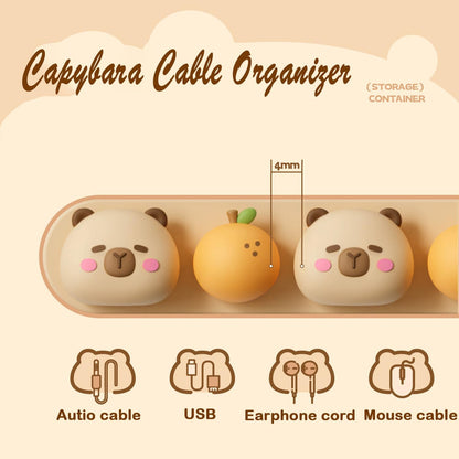 Capybara Cable Organizer, Adorable Animal-Shaped Cable Clips, Desk Cable Management Cord Holder for Home and Office, Cute Wire Clips for Headphones, Chargers, USB Cables (2-Pack)