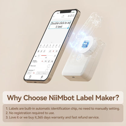 NIIMBOT D110 Label Maker Machine with Label, Small Label Printer Bluetooth Connection Multiple Templates Available for Phone Easy to Use for Office Home Organization Rechargeable White