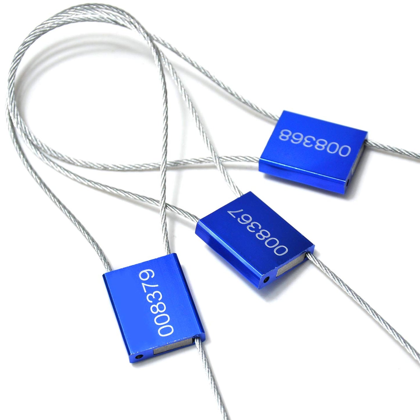 50 Blue Steel Cable Seals Metal High Security Tag Numbered Truck Trailer Seal Anti-Tamper Pull-Tite Security Seal Aluminum Transport Shipping Seal Self-Locking Safety Ties ISO 17712