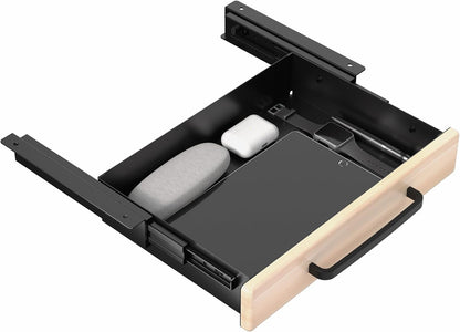 VIVO 13 inch Under Desk Mounted Sliding Pull-out Drawer for Office Desk, Pull Handle, Storage Organizer for Sit Stand Workstation, Black, DESK-DR1H-B