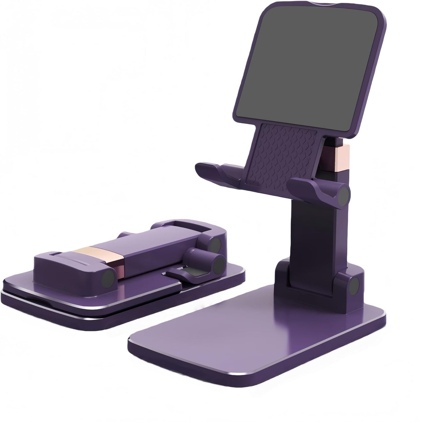 All-Metal Cell Phone Stand 360° Rotatable & Height Adjustable - 25KG Super Load-Bearing, Foldable Desk Stand for Phone, Compatible with iPhone 17/16/15/14, Nintendo Switch, Silver