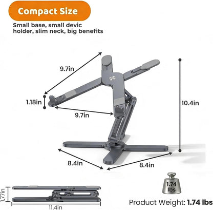 Moallia Laptop Stand with 360 Rotating Base, Computer Notebook Laptop Riser Metal Holder for Desk Collaborative Work, Fully Foldable for Easy Storage, Fits All MacBook, Laptops up to 16 inches