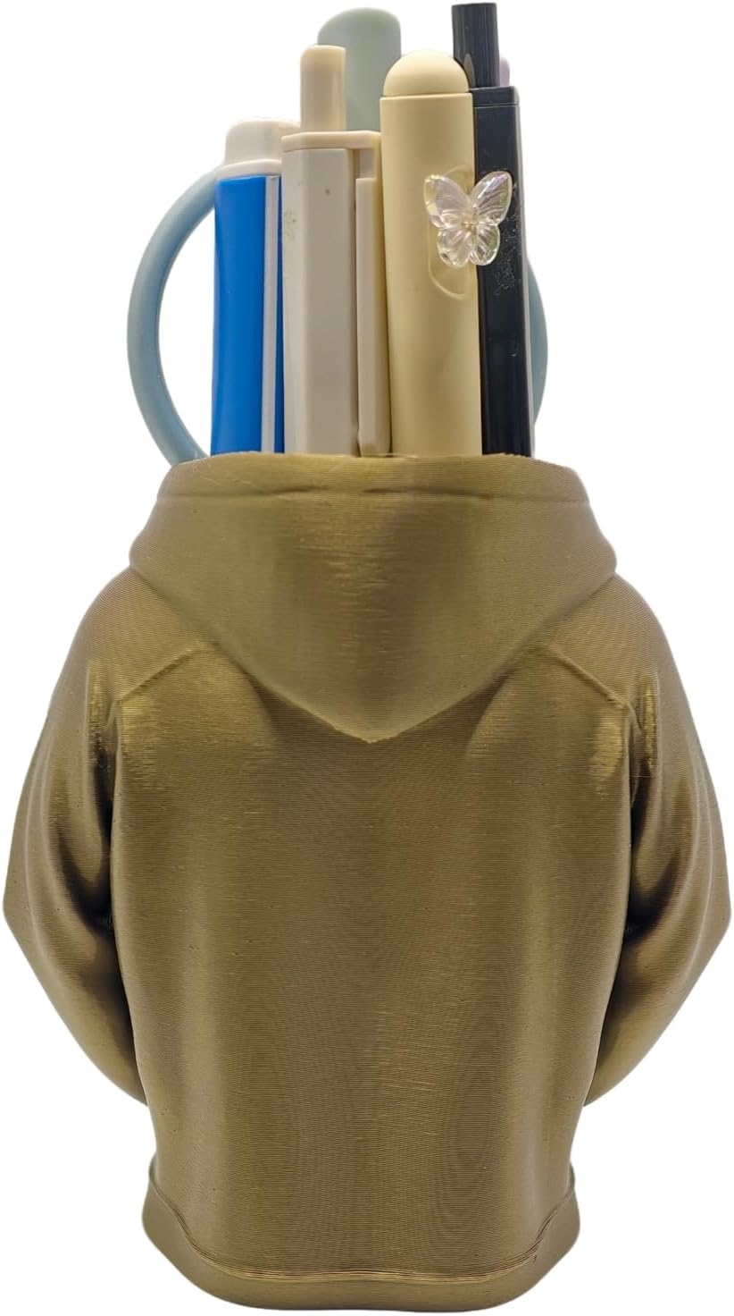 TIME&TRAVE Unique Sweatshirt Pen Holder for Desk, Creative Pencil Holder Desk Organizers, Office Supplies Decorations Idea Gift for Men Women Kids(Yellow)