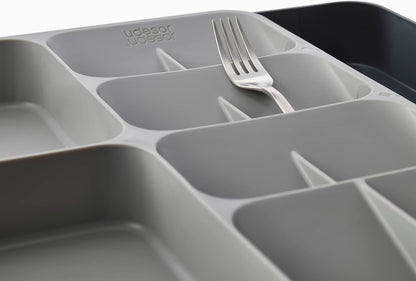 Joseph Joseph DrawerStore Compact Utensil Organizer For Kitchen Drawer Silverware, Flatware Tray, Small, Grey