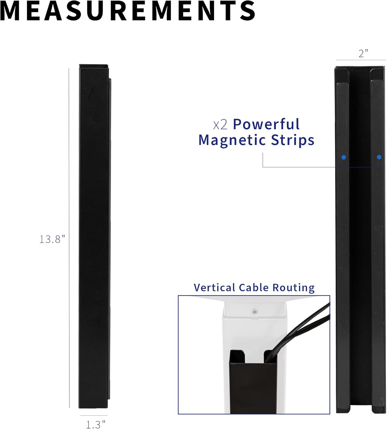 VIVO Steel Magnetic 14 inch Cable Management Channel for Under Desk Leg, No Drill Cord Organizer for Home Office, Black, DESK-AC01-1MB