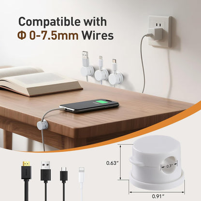 AGPTEK 8 Pack Magnetic Cable Clips, Upgraded 360° Rotatable Cord Holder Clips for Nightstand, Desk Cord Organizer Adhesive Wire Management Home Office Phone Charging Cords USB Cable Keeper (Clear)