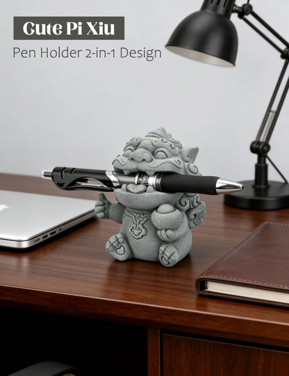 Dragon Pen Holder for Desk, Pen Holder Figure, Chinese Feng Shui Desk Organizer, Animal Figure for Office/Study Display Decoration