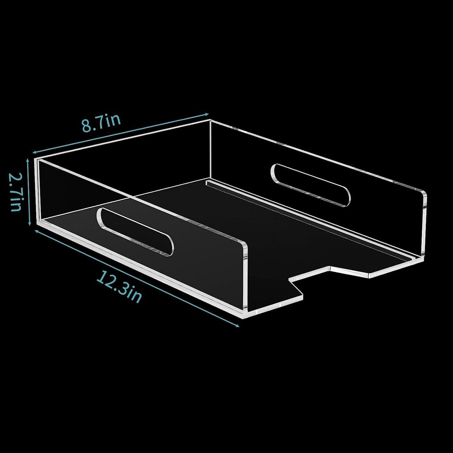HIIMIEI Acrylic Paper Tray 2 Pack Clear Letter Tray Desk Stackable Organizer for School, Home, Office - Horizontal