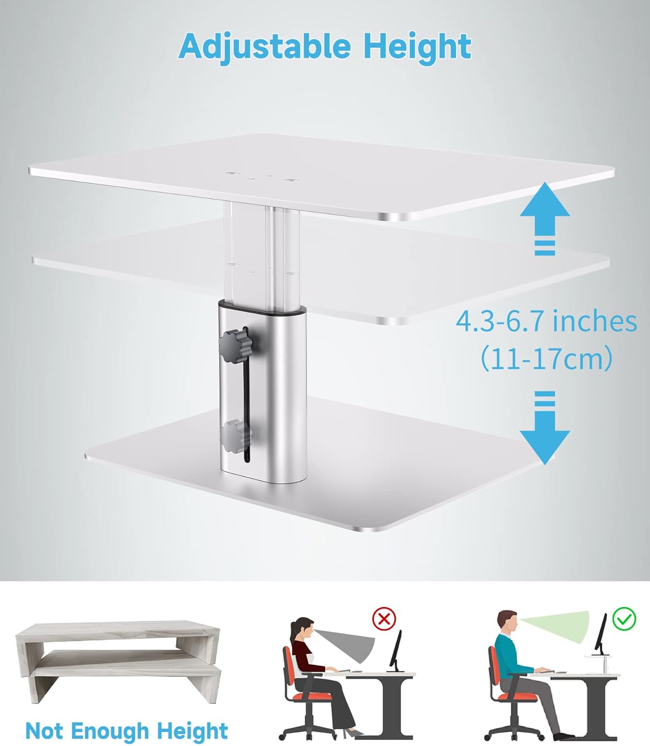 BoYata Monitor Stand, Adjustable Monitor Riser Metal Computer Stand Compatible with TV, PC, Laptop, Computer, iMac, and All Screen Display-Black