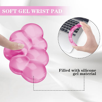 Gel Cloud Keyboard and Mouse Wrist Rest, Cute Wrist Support and Arm Support Keyboard Rest for Keyboard and Mouse Typing Pain Relief，Suitable for Office/Computer/Laptop/Gaming (Pink)
