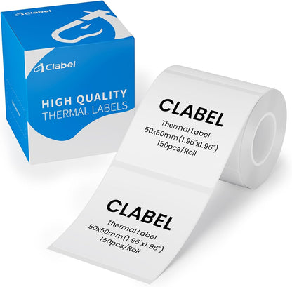 Clabel Printable White Cable Labels 6 Rolls of Thermal Self-Adhesive Paper Labels Tape, 25x78mm (1"x3") 100 Sheets Per Roll, Black Print on White Sticker Tags Durable