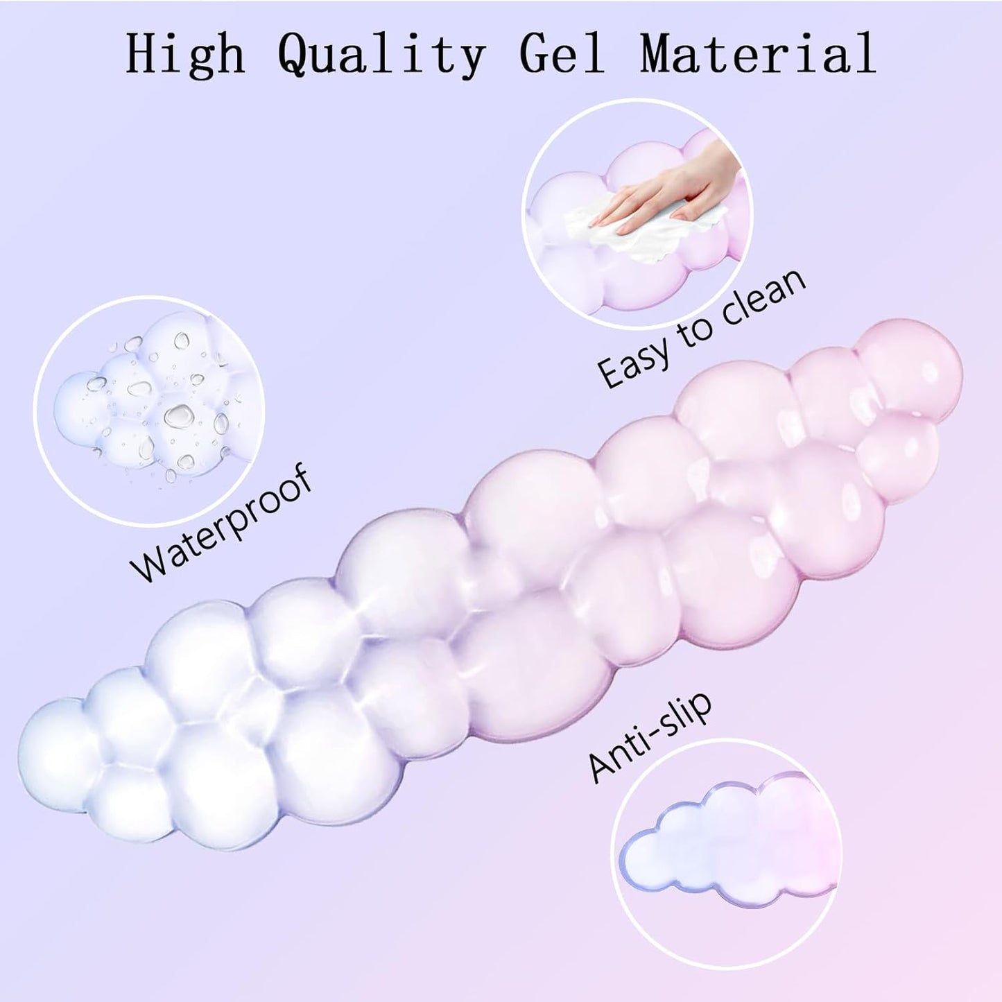 Cloud Wrist Rest Keyboard Pink Mouse Pad Set with Wrist Rest Ergonomic Wrist Pad Memory Foam Non-Slip Base Cute Gradient Wrist Support for Computer Laptop Gaming Home Office Relief Typing Pain