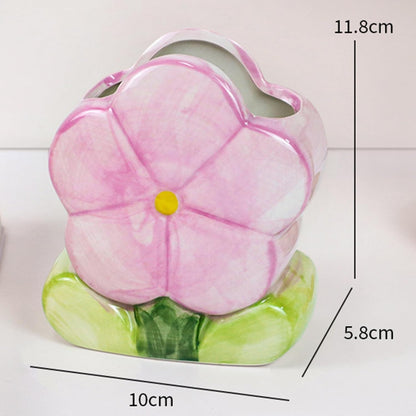 Red Makeup Brush Holder Pen Holder Office Desk Accessories Aesthetic Pencil Holders Cute Toothbrush Holders Flower Home Decor Vase Birthday Gifts for Women Vanity Kawaii Kitchen Utensil Holder