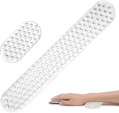 MEGREZ Clear Gel Wrist Rest for Keyboard and Mouse, Cute Crystal Gel WristRest, Ergonomic Wrist Rest Set, Cloud Wrist Rest Keyboard, Pink