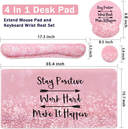 Memory Foam Ergonomic Keyboard Wrist Rest Pad and Mouse Wrist Rest Support Mouse Pad Set for Office Gaming Easy Typing-Pink Fluid