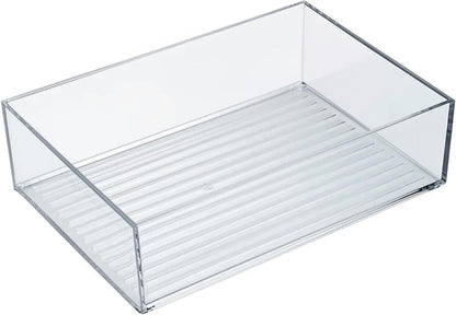 Azar Displays 556735-4PK Large Organizer Tray Oversized Clear Plastic Storage Tray for Kitchen Drawers Pantry Desk and Craft Room BPA-Free (Pack of 4)