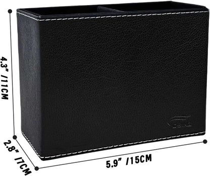 Leather Pen Holder, Brown Pencil Holder, Desktop Elegant Pen Holder for Desk, Stationery Organizer for School Office Home Dorm (3.3" x 3.3" x 4", Brown)