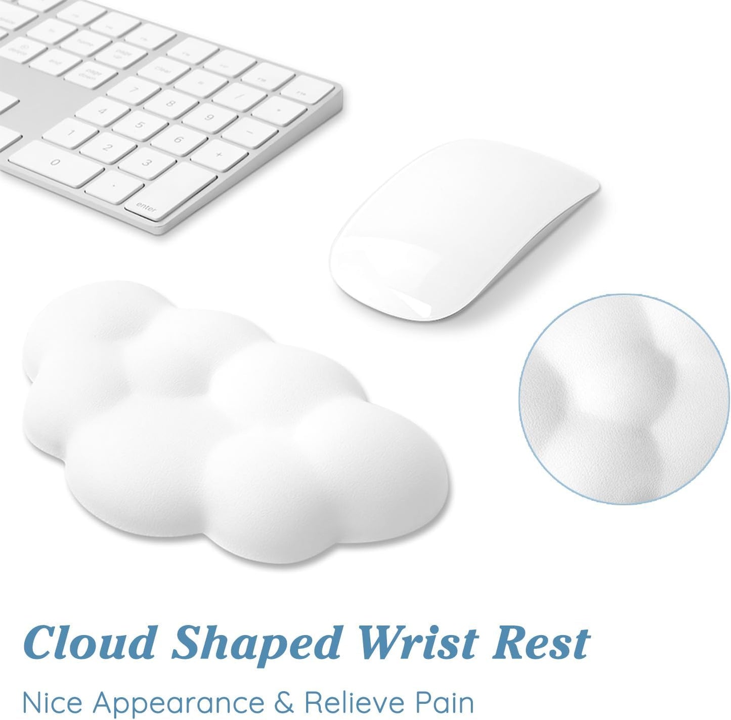 Cloud Wrist Rest Cushion for Mouse Ergonomic Soft PU Leather Memory Foam Wrist Pain Relief Mouse Wrist Support Pad with Anti-Skid Base for Office School Home Laptop & Computer Mouse (Black)