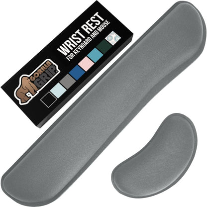 GORILLA GRIP Silky Memory Foam Wrist Rest for Computer Keyboard, Mouse, Ergonomic Design for Typing Pain Relief, Desk Pads Support Hand and Arm, Mousepad Rests, Stain Resistant, 2 Piece Pad, Black