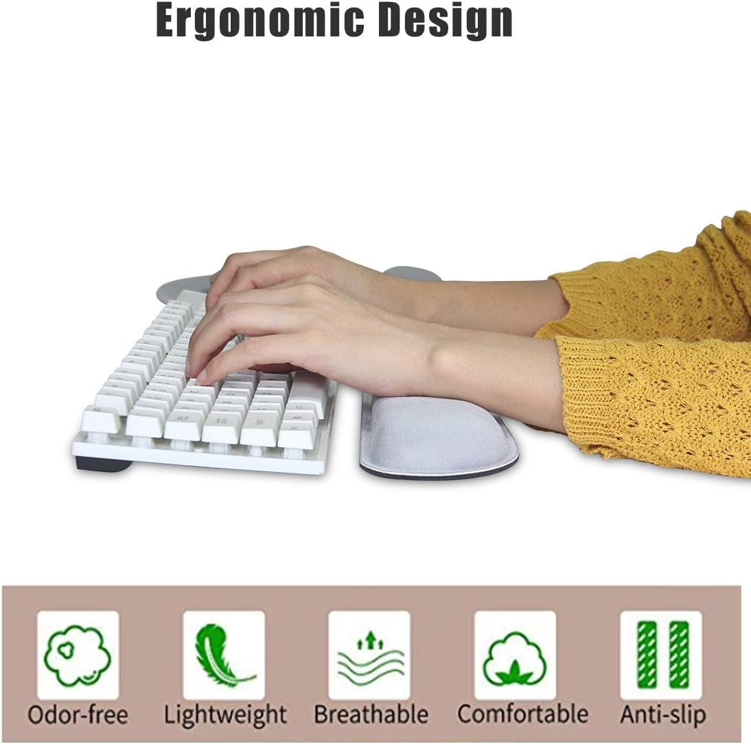 Ergonomic Keyboard Mouse Pad Wrist Rest Support Set for Laptop/Computer/Desktop,Memory Foam Hand Rest Wrist Cushion for Gaming/Office,Lightweight Comfortable & Pain Relief (Flowers)