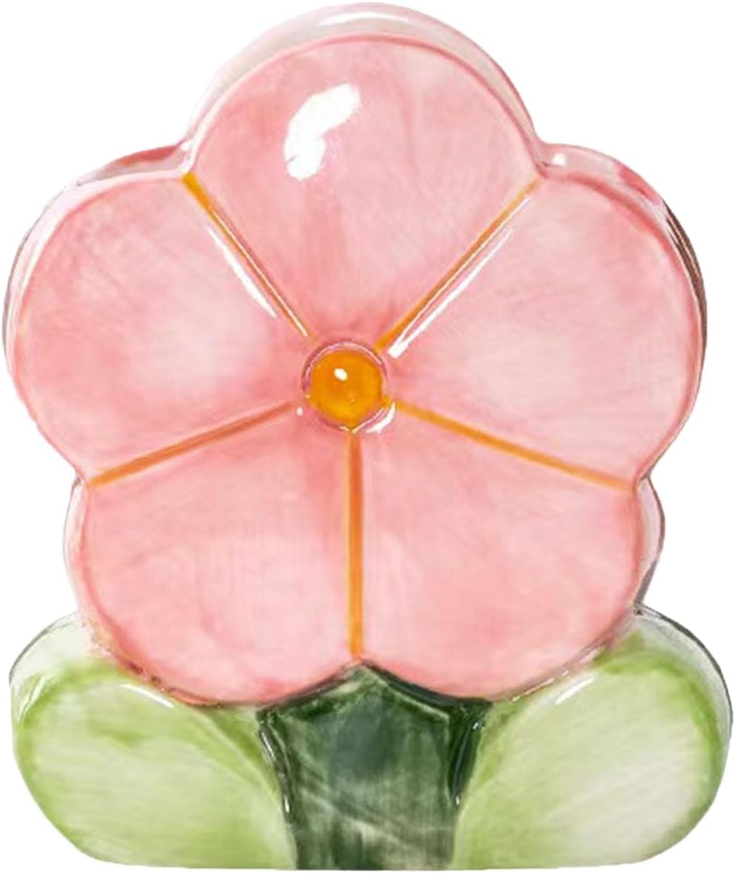 1 PC Flower Makeup Storage Box Ceramic Blossom Five Petals Pen Holder Pen Holder Desktop Storage Box (Blue)