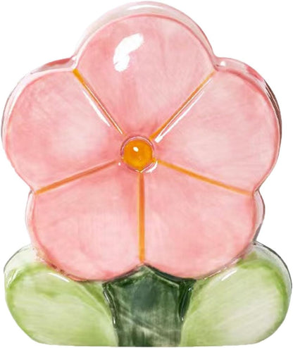 1 PC Flower Makeup Storage Box Ceramic Blossom Five Petals Pen Holder Pen Holder Desktop Storage Box (Blue)