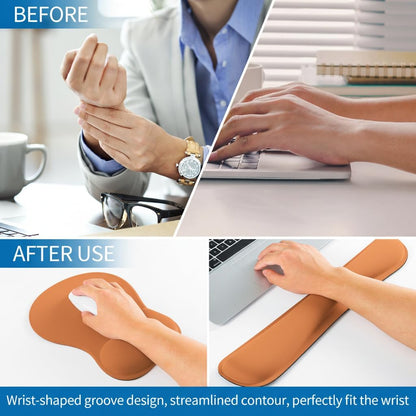 RICHEN Wrist Rest Support for Mouse Pad&Keyboard Set with Coaster,Concave Curved Memory Foam, Non-Slip Base Pain Relief Comfortable Easy Typing Pad for Home/Office (Lavender Purple)