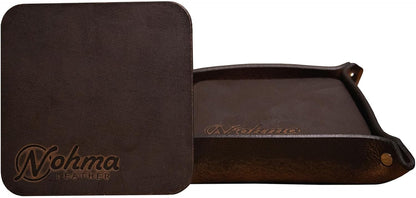 Valet Tray – Full-Grain Leather Catchall Organizer for Keys, Phone & Wallet – Rustic Nightstand & Desk Tray with Raised Sides – Handmade in USA (Vintage Brown, Small Rectangle)