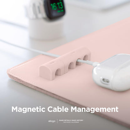 elago Magnetic Cable Management Organize 4 Cables, Powerful Magnets, Wire Holder Keeper Organizer Phone Home Office Desk Compatible with Magnetic Pad (1 Slot +3 Slot Set)[Stone]