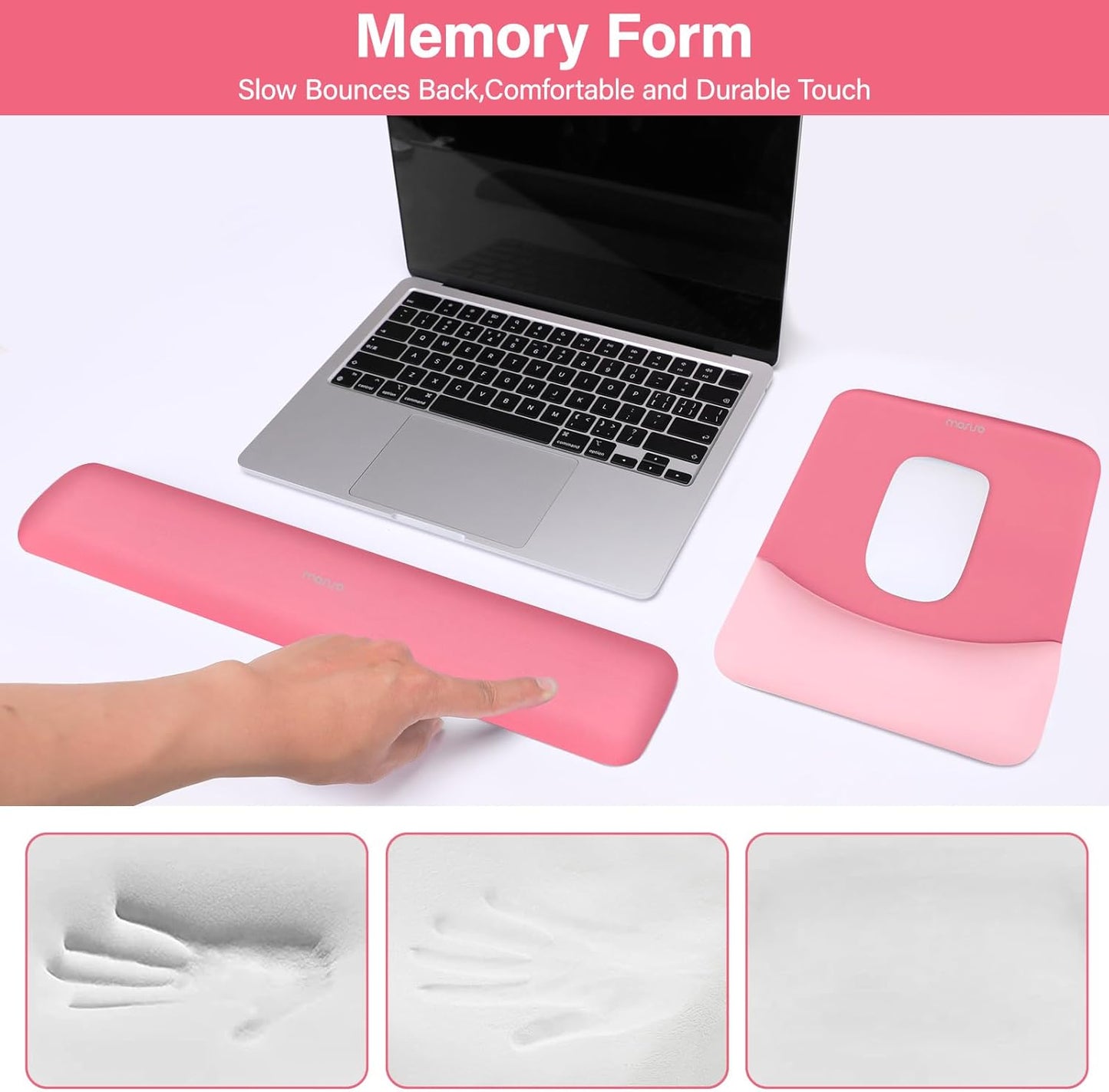 MOSISO Wrist Rest Support for Mouse Pad&Keyboard Set, Rectangular Ergonomic Mousepad Non-Slip Base Home/Office Pain Relief&Easy Typing Pad with Neoprene Cloth&Raised Silicone Lining, Green