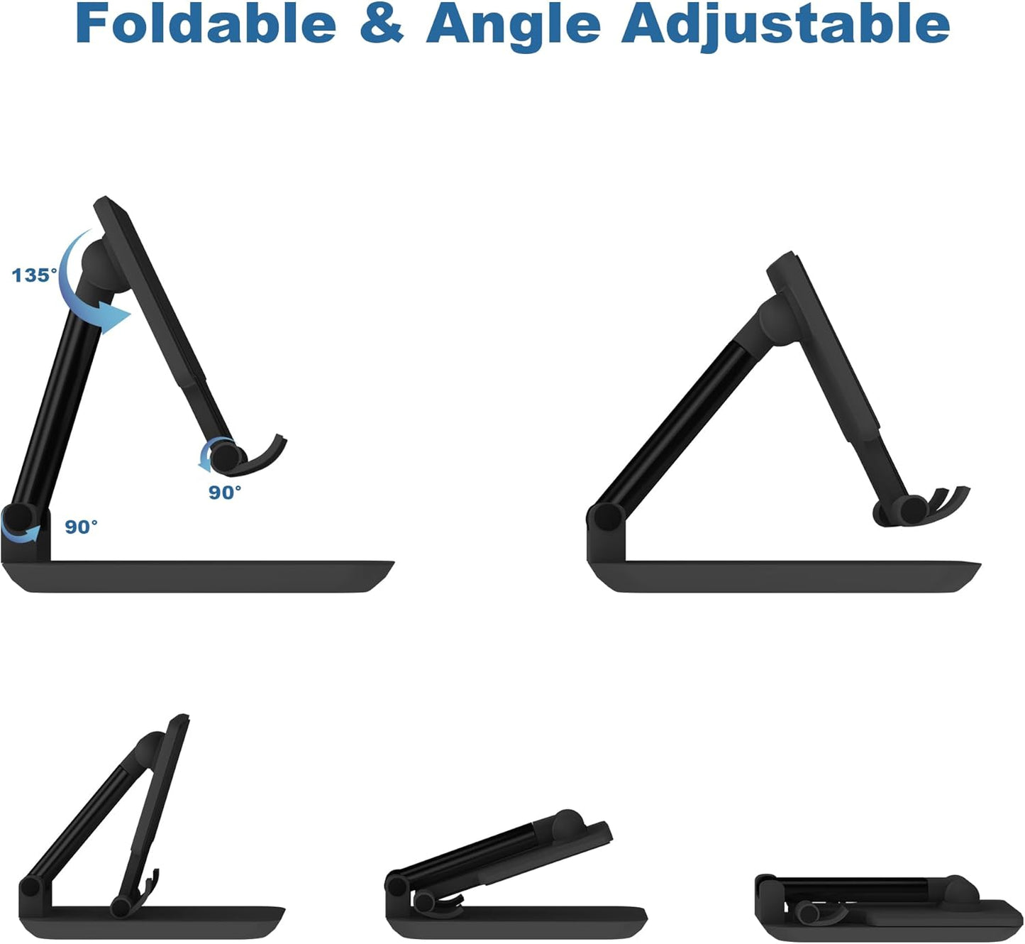 Cell Phone Stand,Adjustable Angle Height Phone Stand for Desk,Fully Foldable/Portable Phone Holder with Silicon Pad for iPhone 16/15/14/13/12/Smartphones,All Mobile Phones (Green)