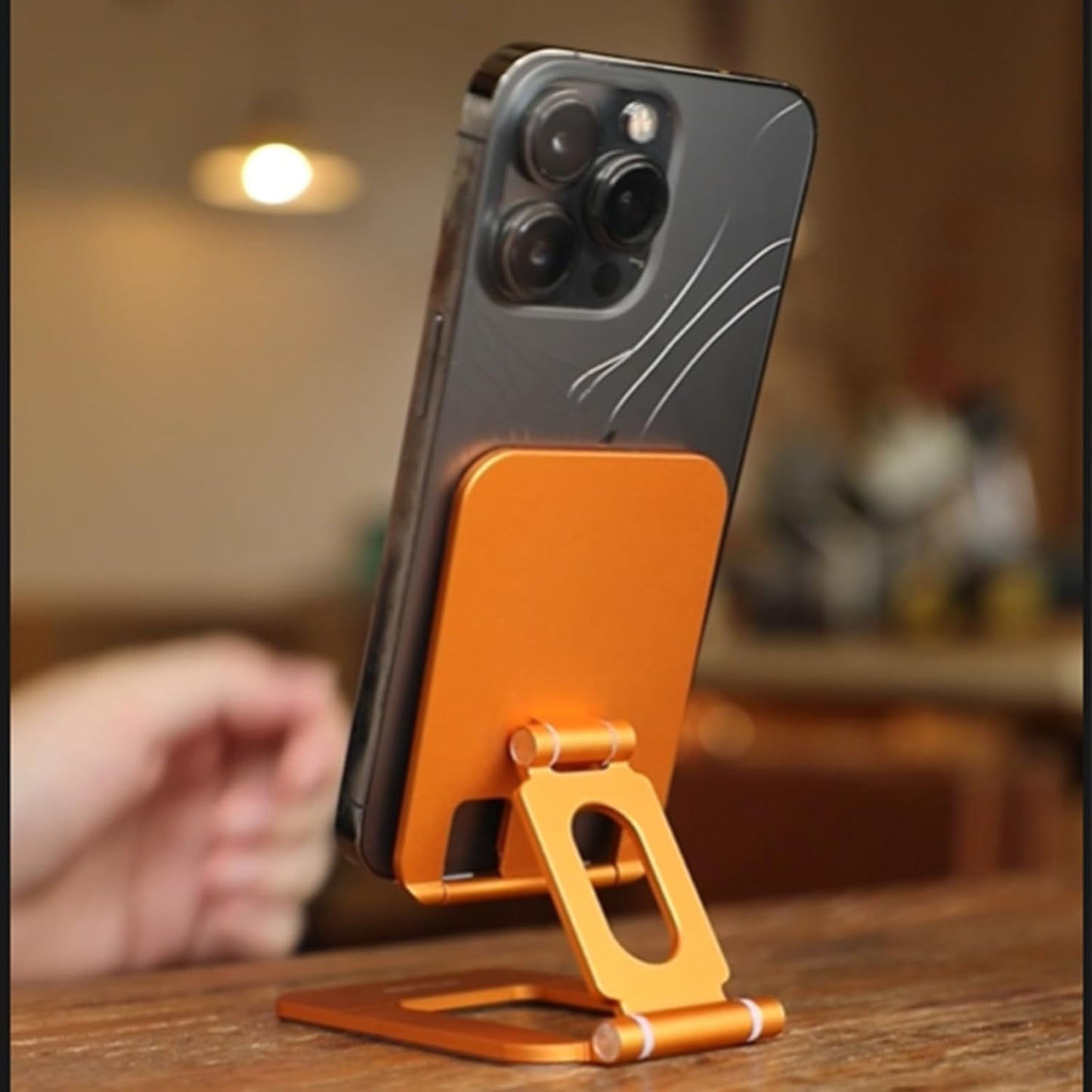 Foldable Phone Stand, Compact Aluminum Mini Cell Phone Holder for Desk,Desktop Portable & Adjustable Folding Metal Tablet Stand for iPad mini,Tablet and Cellphone