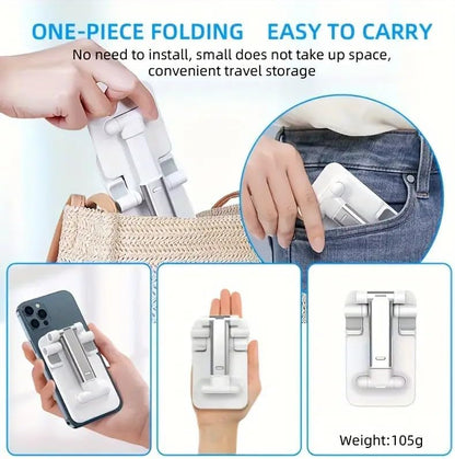 Cell Phone Folding Stand for Desk, Foldable Cell Phone Holder Mobile Stand Phone Dock, Multi-Angle Universal Adjustable Tablet Holder Compatible with Most Cellphone and Tablet(White)
