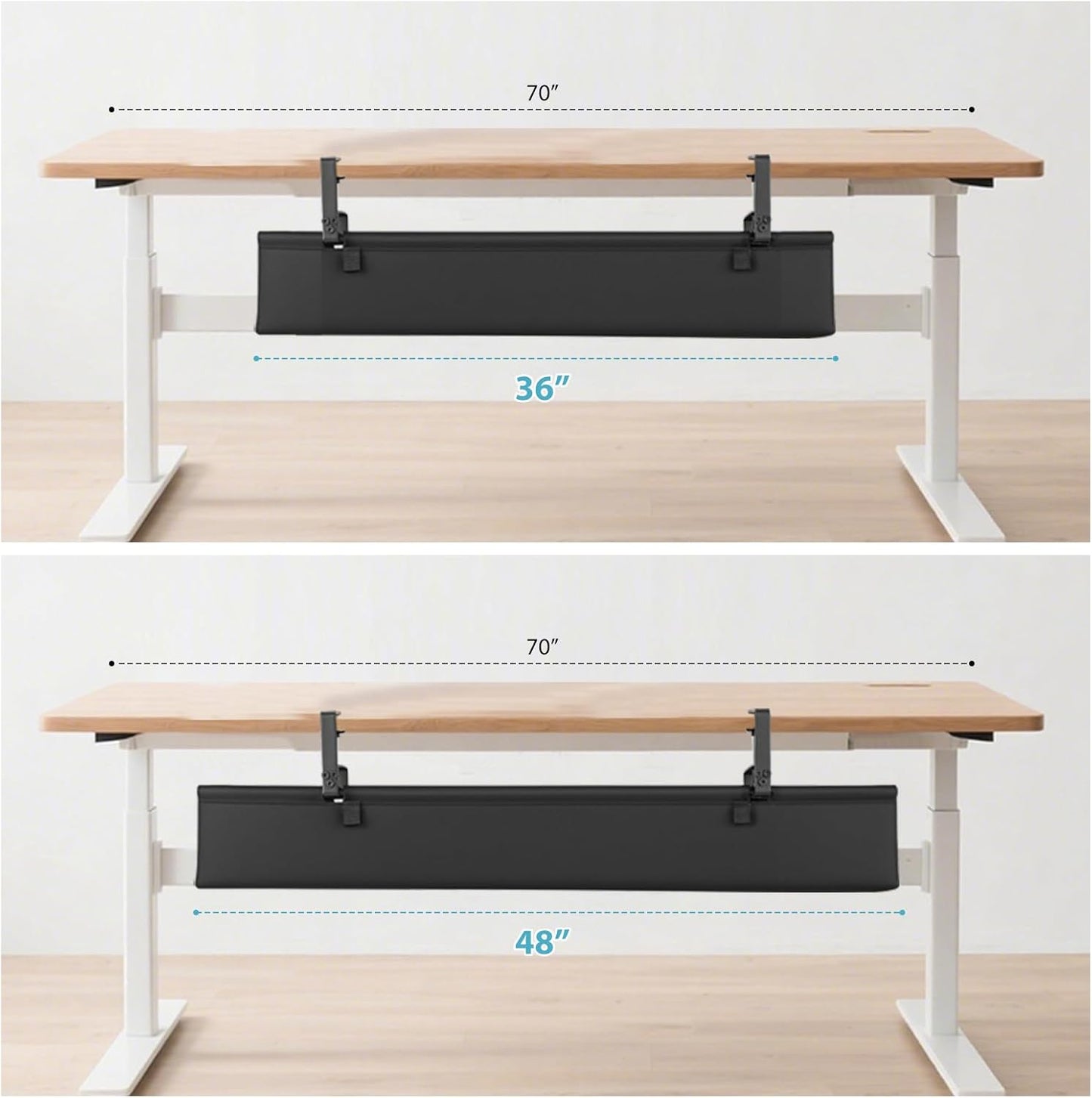 Oxford Cloth Under Desk Cable Management Tray,No-Drill 36" Desk Cable Management Organizer with Clip/Screw Installation,Fabric Cable Management for Home,Office & Gaming Computer(Black)