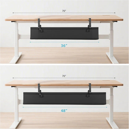 Oxford Cloth Under Desk Cable Management Tray,No-Drill 36" Desk Cable Management Organizer with Clip/Screw Installation,Fabric Cable Management for Home,Office & Gaming Computer(Black)
