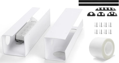 ZhiYo 2 Pack Large Capacity Cable Management Tray, Under Desk Cable Tray 31.5in(2X L15.7in), PVC Standing Desk Cord Management Ideas, Cable Organizer for Office and Home - White