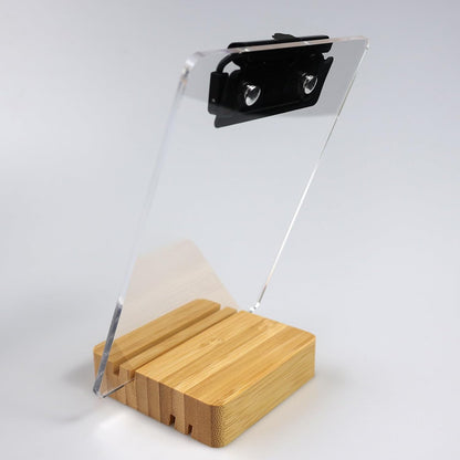 A5 Half Letter Clipboard with Stand,Clear Acrylic Freestanding Memo Size Clipboards,Document Typing Paper Stand,Menu Display Board,Receipt Holder (6"×9")