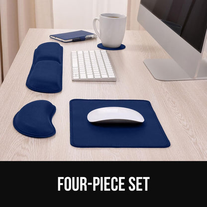 GORILLA GRIP Silky Memory Foam Wrist Rest for Computer Keyboard, Mouse, Ergonomic Design for Typing Pain Relief, Desk Pads Support Hand and Arm, Mousepad Rests, Stain Resistant, 2 Piece Pad, Black