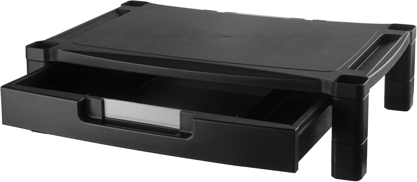 Kantek Single-Level Monitor Stand, 17" X 13.25" X 3" To 6.5", Black, Supports 50 Lbs