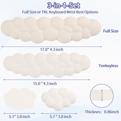 Sushret Cloud Wrist Rest Keyboard, Cloud Keyboard Wrist Pad Set with PU Leather Memory Foam, Cute Arm Rest for Palm Support, PC/Gaming Desk Accessories/Office Setup/Computer Hand Cushion - White