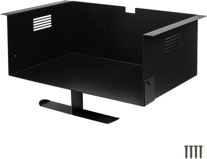 Ilyapa Under Desk CPU Mount, Steel Under Desk Computer Mount Vented Sides, PC Wall Storage, Laptop Stand, Shelf for Office Storage, 4x12x11 Inches