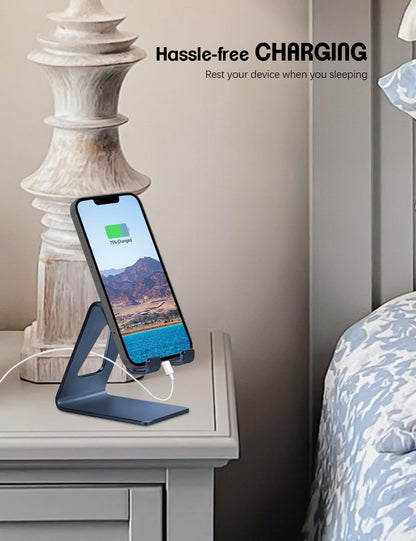 Aoviho Desk Cell Phone Stand Phone Holder, Aluminum Phone Cradle Dock for iPhone17 16 15 14 13 12 pro Mini 11 X Xs max 8 7 6 6s Plus SE Samsung All Smart Phones, Rose Gold