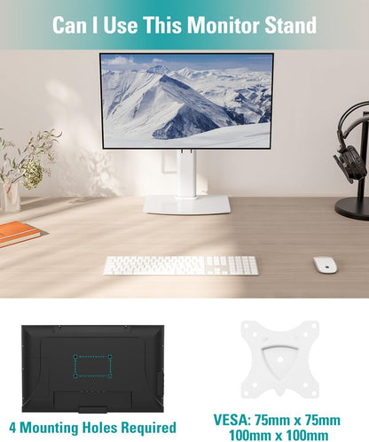 MOUNT PRO Single Monitor Stand Fits Max 32 inch Screen, Free-Standing Computer Desk Stand, Display Mount with Height Adjustable, Swivel, Tilt, Rotation, VESA Monitor Stand 100x100