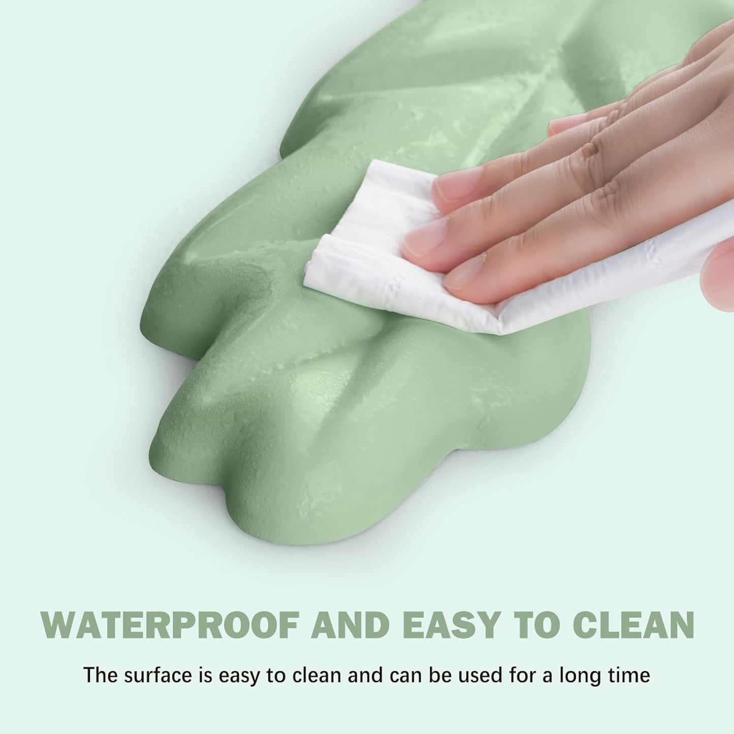 Keyboard Wrist Rest Pad Set, Leaf Shape PU Leather Memory Foam Wrist Cushion Support,Mouse Wrist Rest Pad,Non-Slip Wrist Support for Easy Typing Pain Relief, Green Leaf