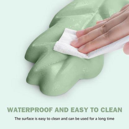 Keyboard Wrist Rest Pad Set, Leaf Shape PU Leather Memory Foam Wrist Cushion Support,Mouse Wrist Rest Pad,Non-Slip Wrist Support for Easy Typing Pain Relief, Green Leaf