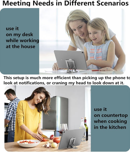 Cell Phone Stand, Fully Adjustable Foldable Desktop Phone Holder for Desk, Thick Case Friendly, Compatible with All Phones (A-Black)