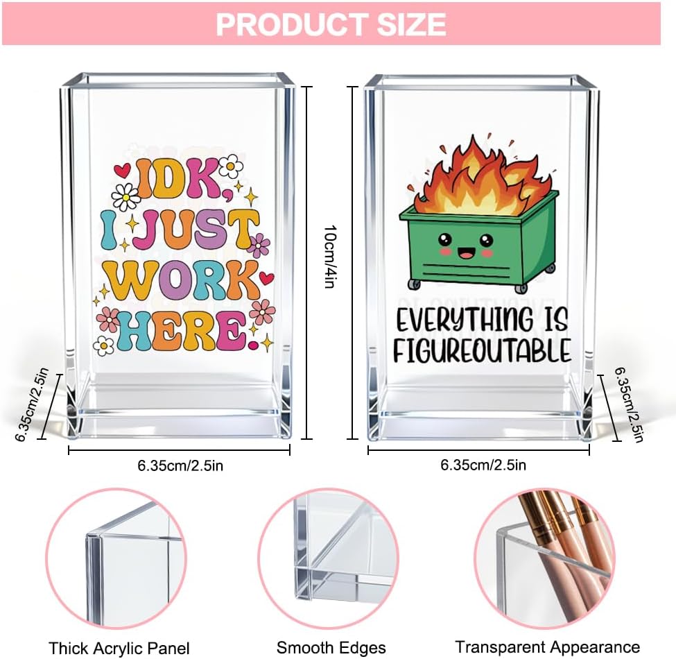 Everything is Figureoutable Acrylic Cosmetic Pencil Pen Holder Cup, Emotional Dumpster Fire Pencil Pen Holder Cup, Therapy Gifts, Mental Health Gifts for Women Colleague Boss Teacher